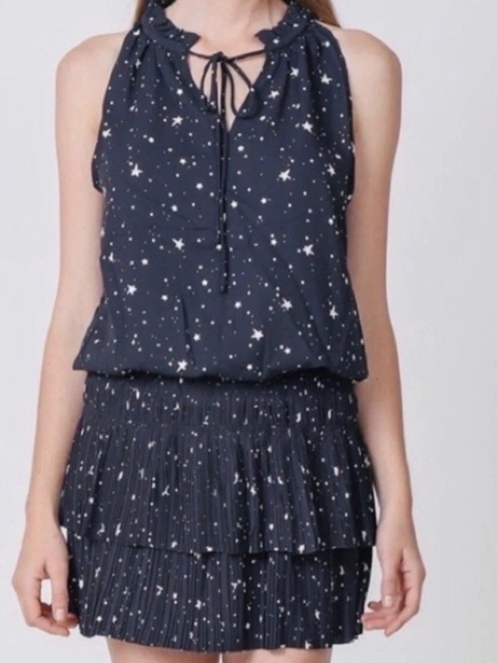 Current Air Black and White Star Halter Mini Dress